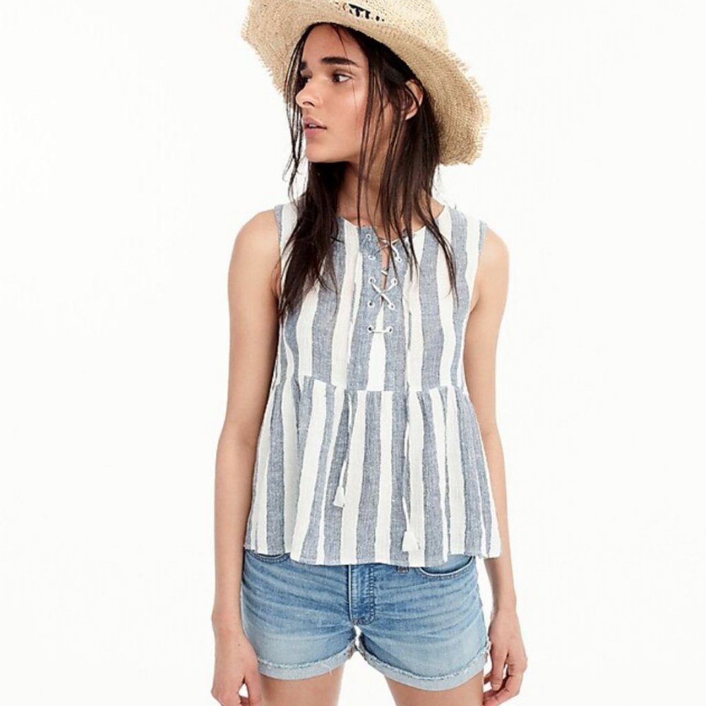 NWT Madewell Point Sur Striped Linen Top
